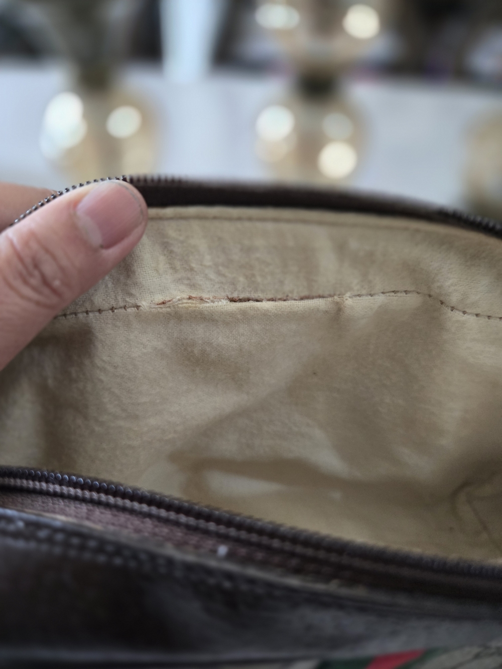 Gucci Monogram Crossbody Bag in Brown/Tan with Green & Red Stripe - Picture 8 of 10